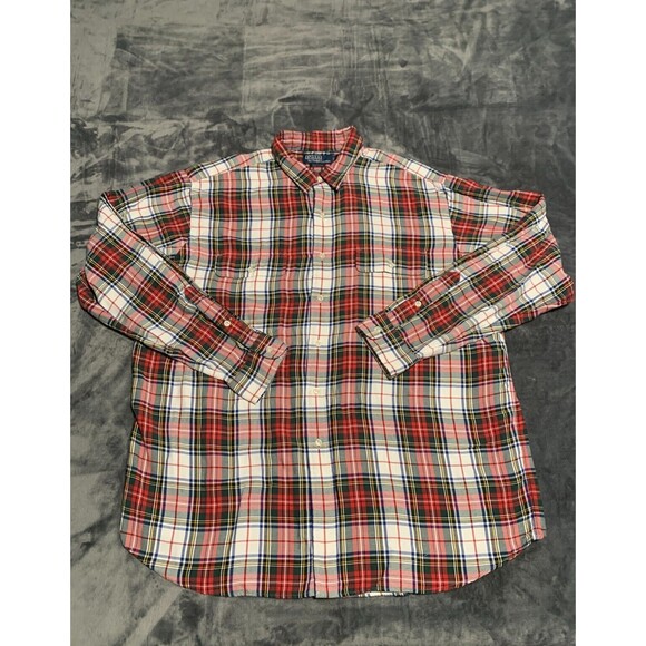 Polo Ralph Lauren Shirt Men's XL Whitfield Red Plaid Button Down Flap Pockets - Picture 3 of 9